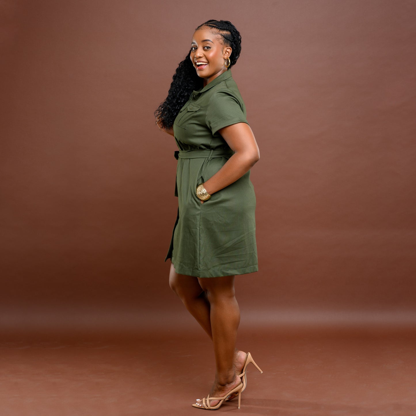 Safari Short Shirtdress - Army Green