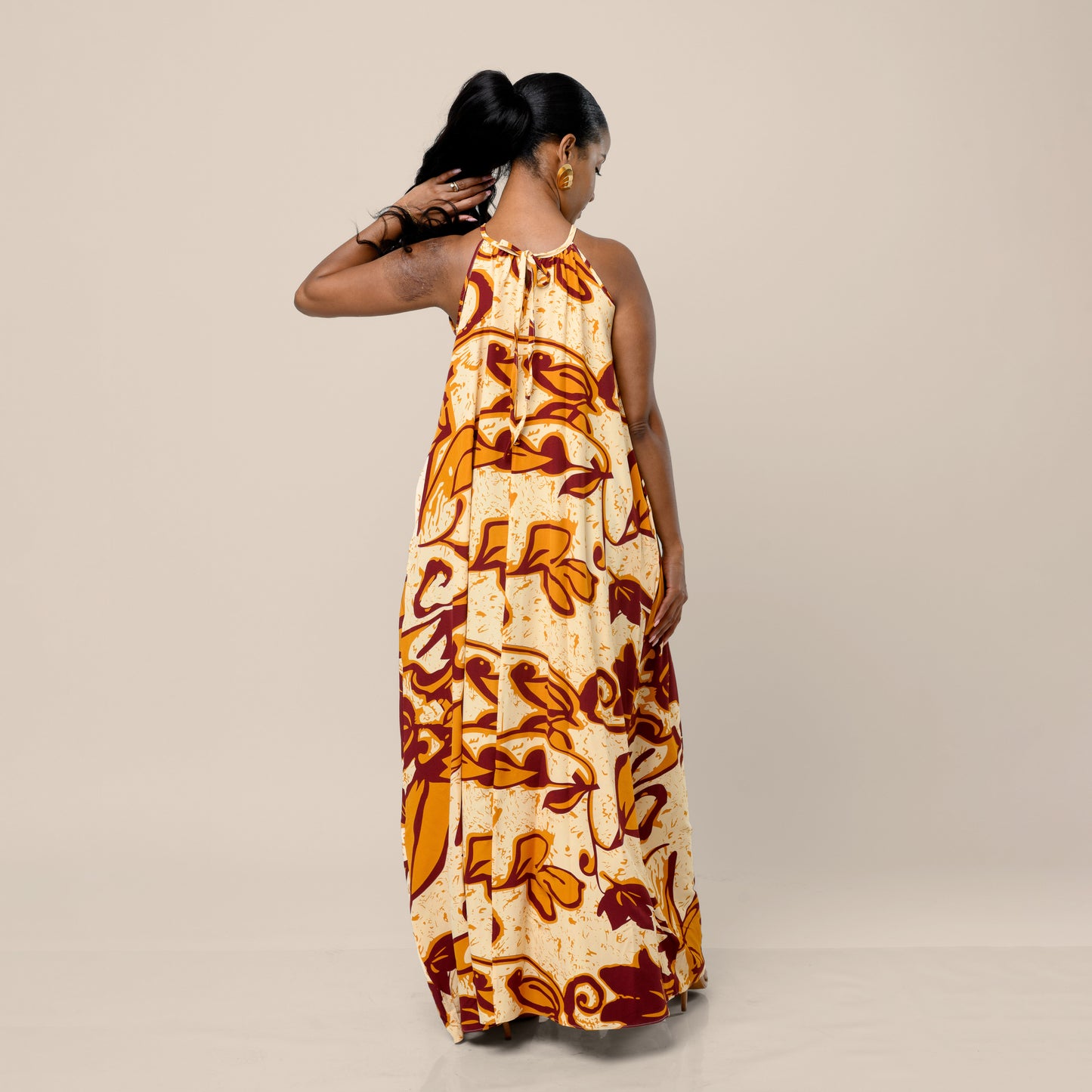 Sleeveless Maxi Dress - Earth Abstract