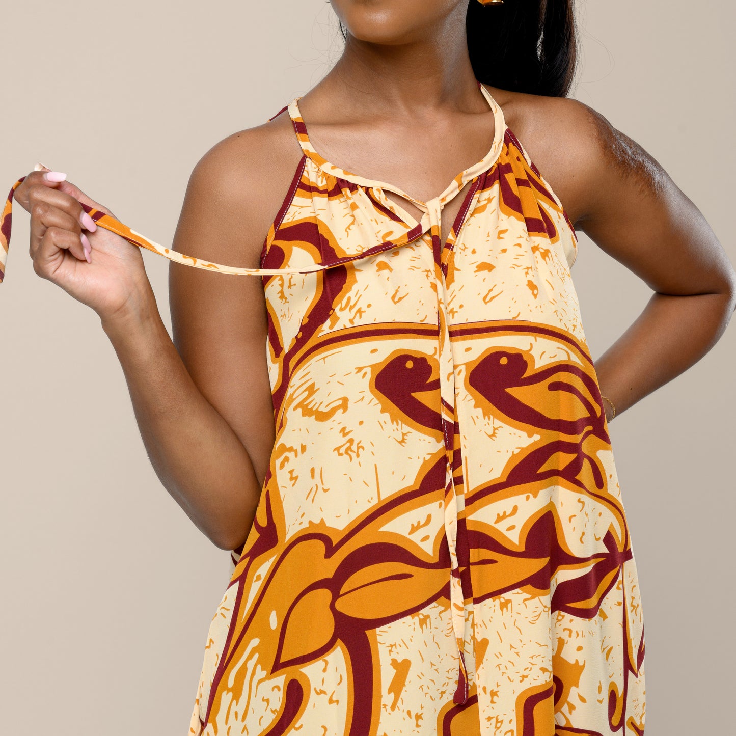 Sleeveless Maxi Dress - Earth Abstract