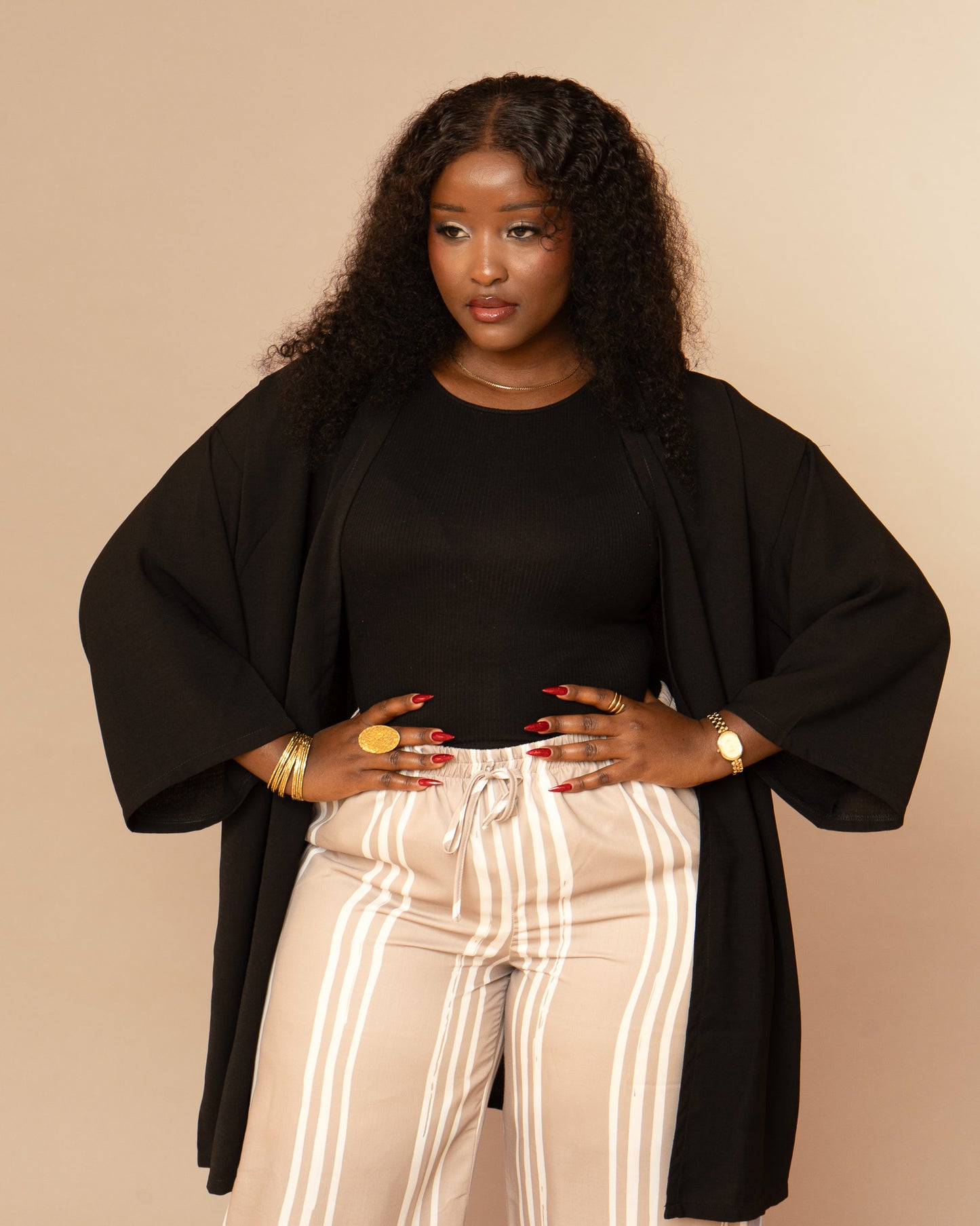 Open Front Kimono - Black