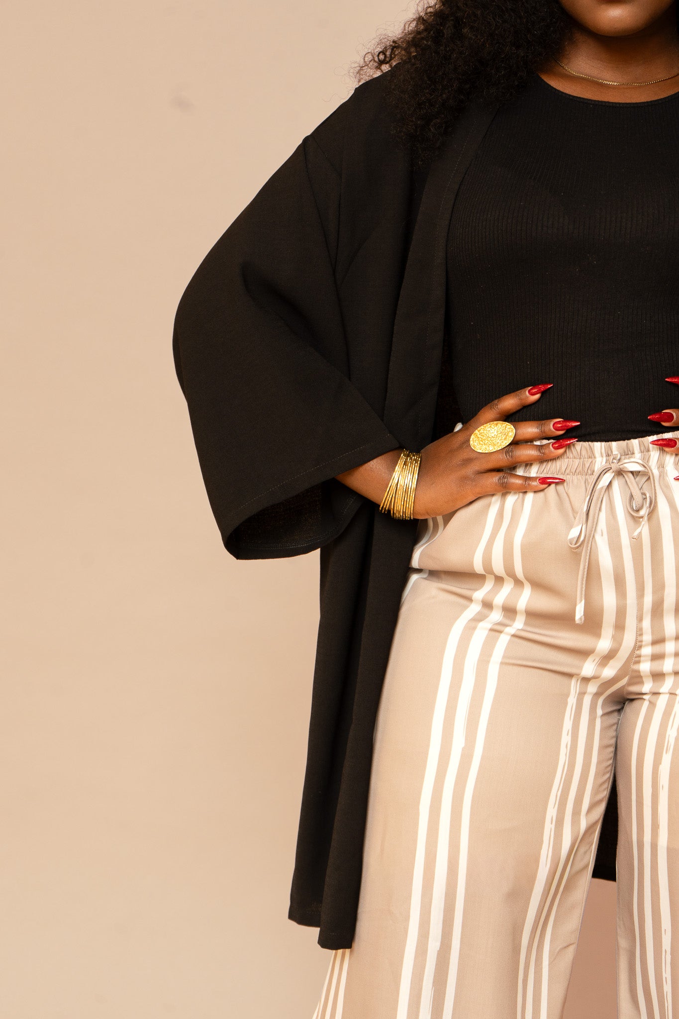 Open Front Kimono - Black