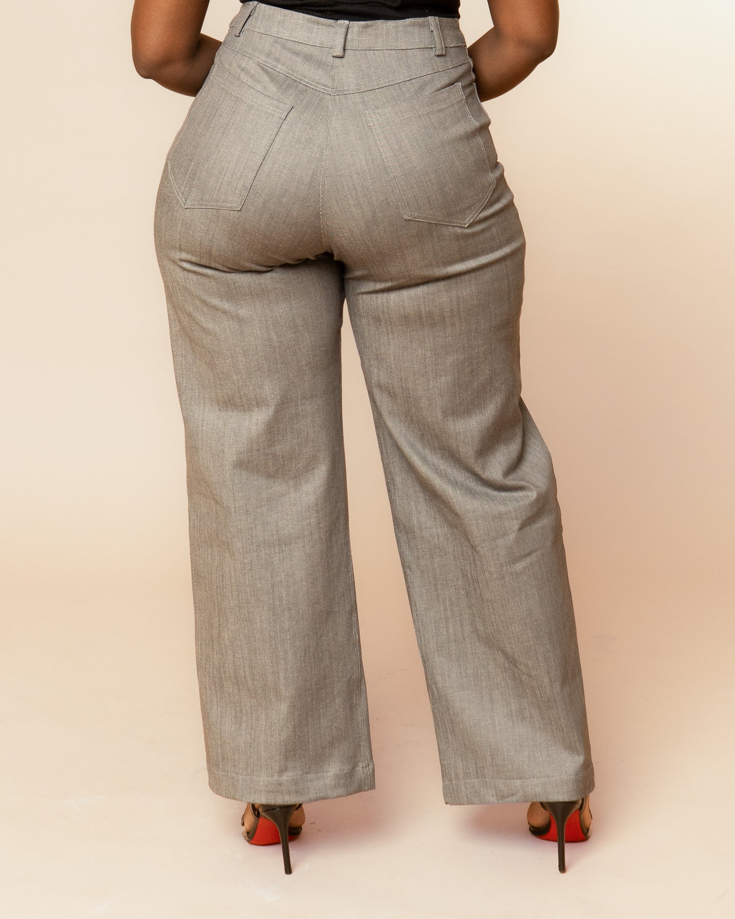 High Waist Denim Jeans - Stone Grey