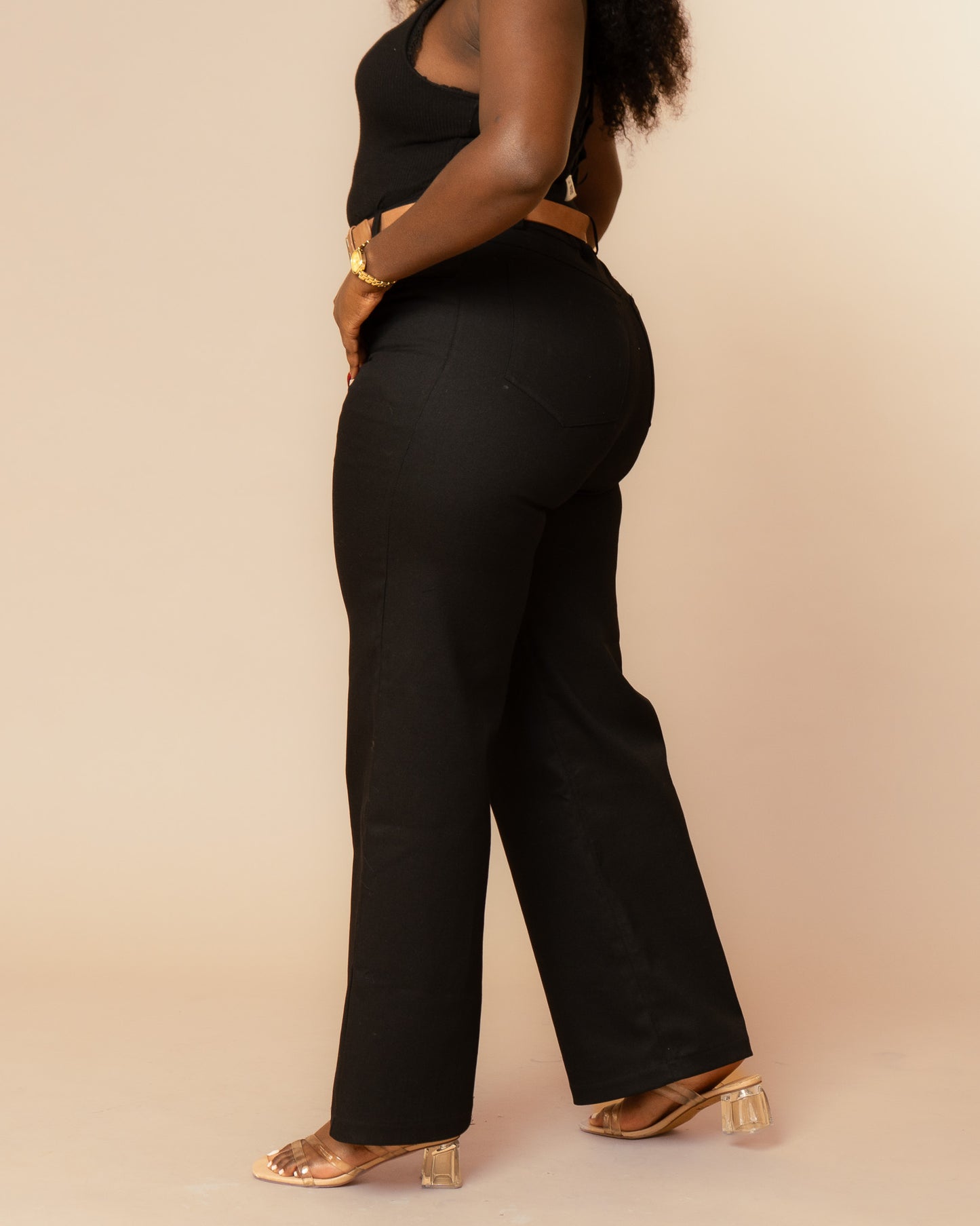 High Waist Denim Jeans - Black
