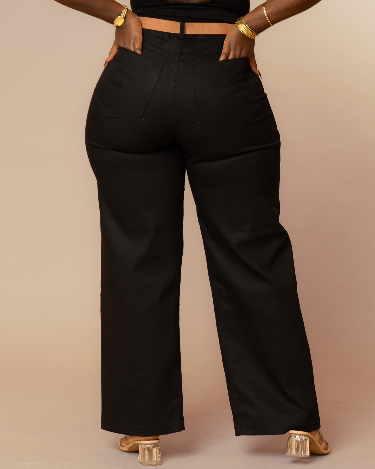 High Waist Denim Jeans - Black