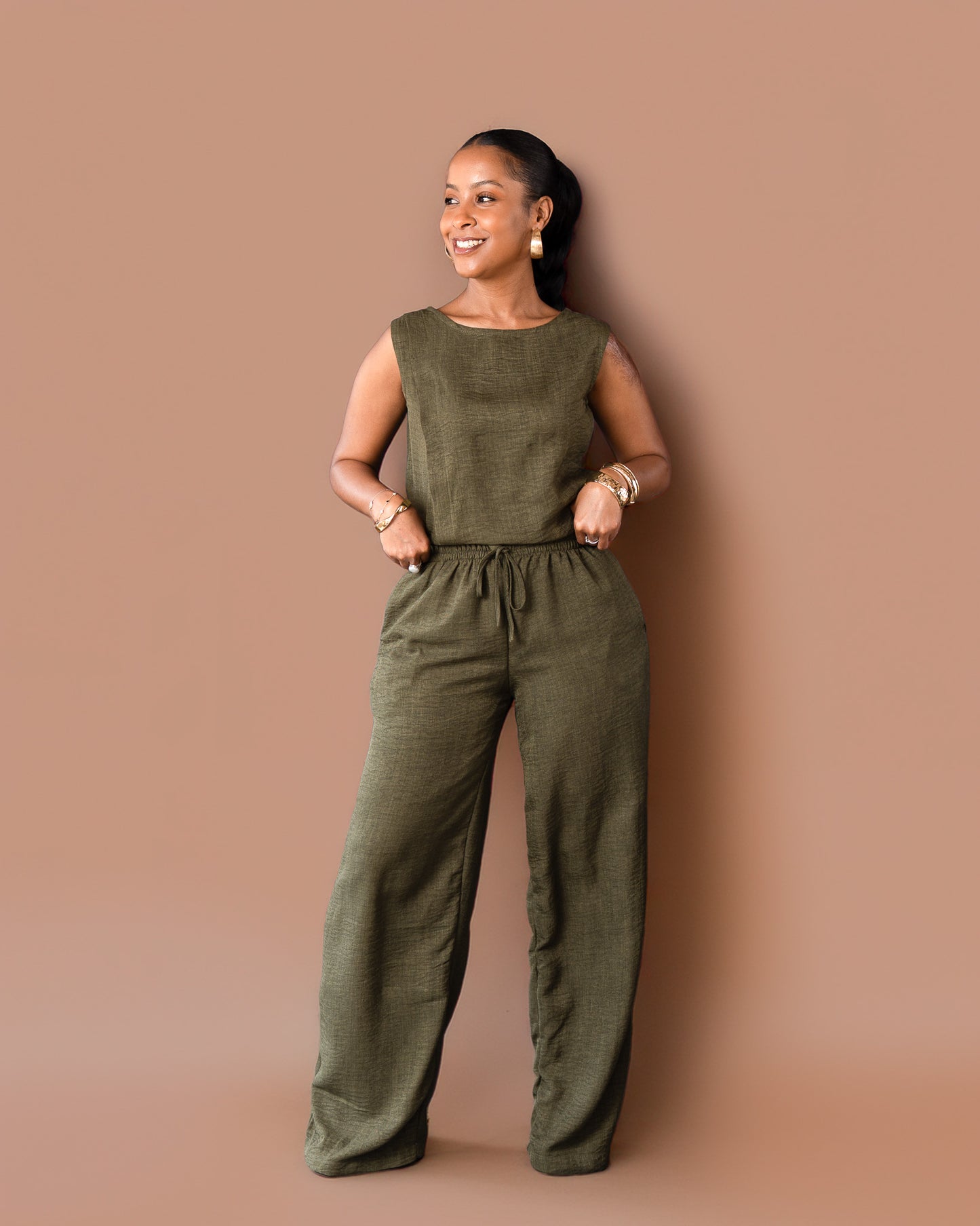 Asymmetric Co-ord Set - Earthy Green