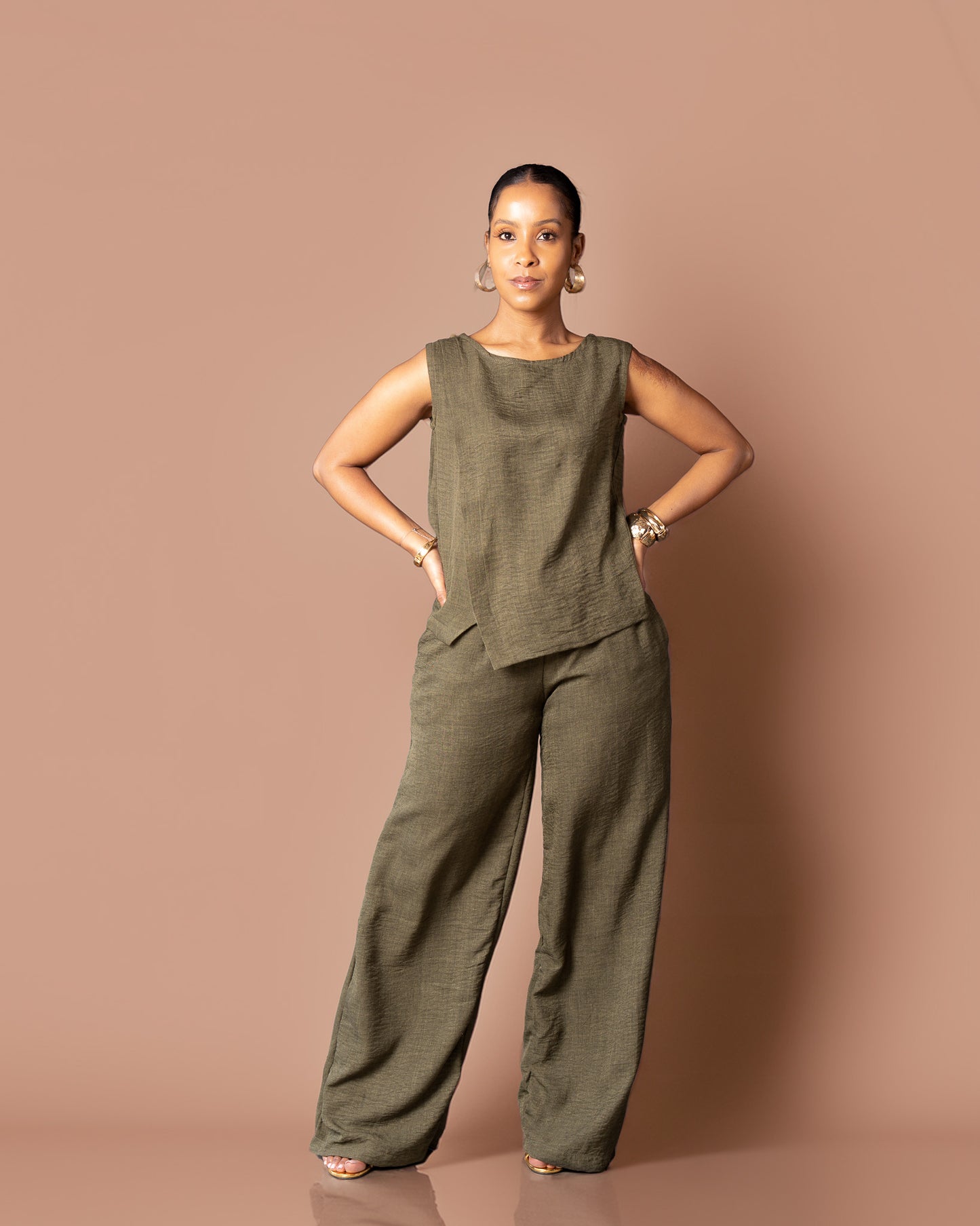 Asymmetric Co-ord Set - Earthy Green