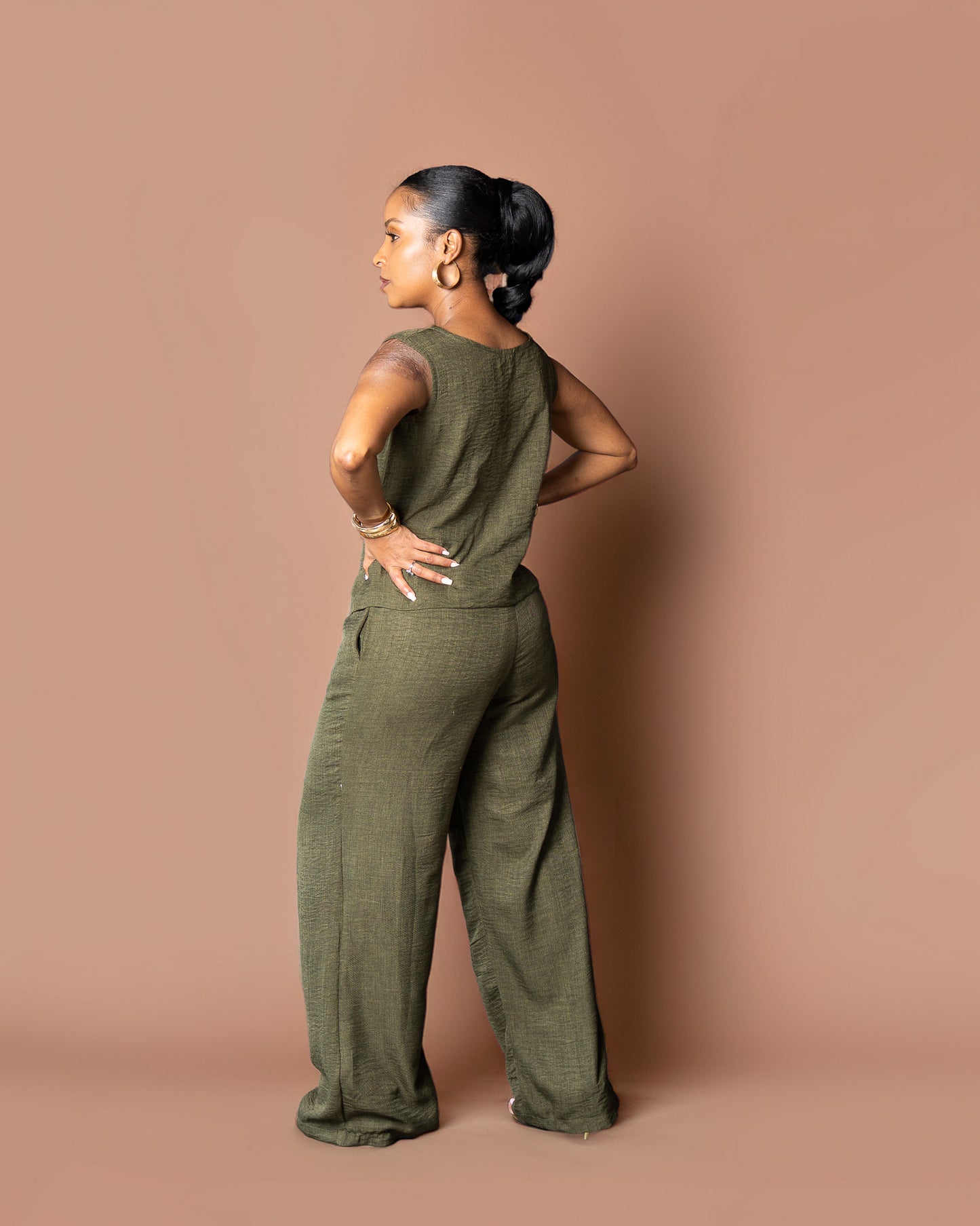 Asymmetric Co-ord Set - Earthy Green