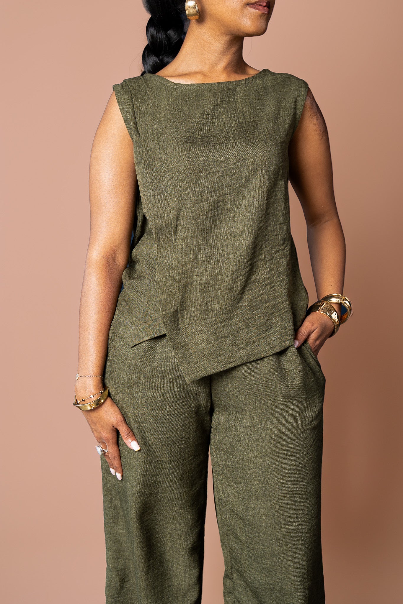 Asymmetric Co-ord Set - Earthy Green