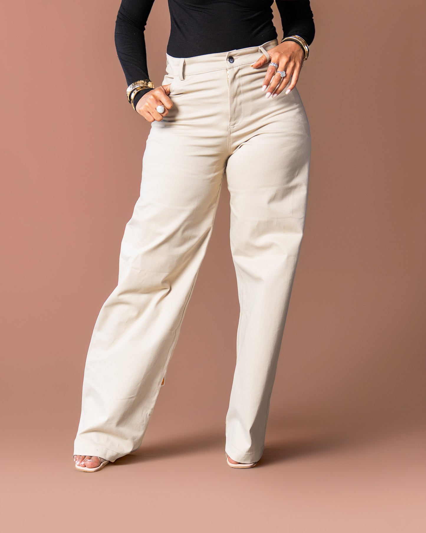 High Waist Denim Jeans - Ivory