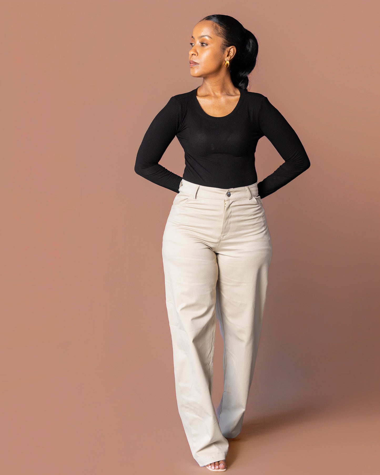 High Waist Denim Jeans - Ivory
