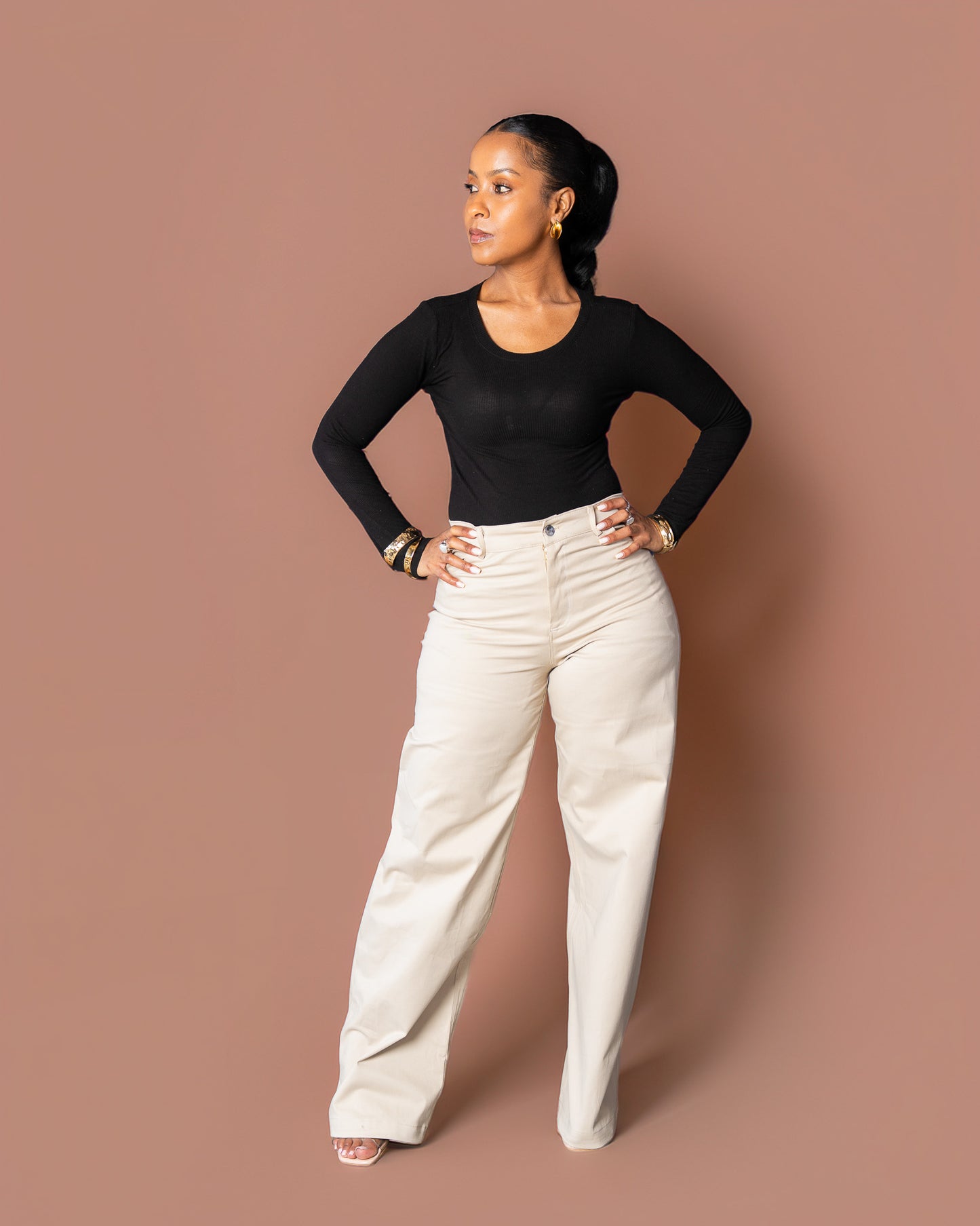 High Waist Denim Jeans - Ivory
