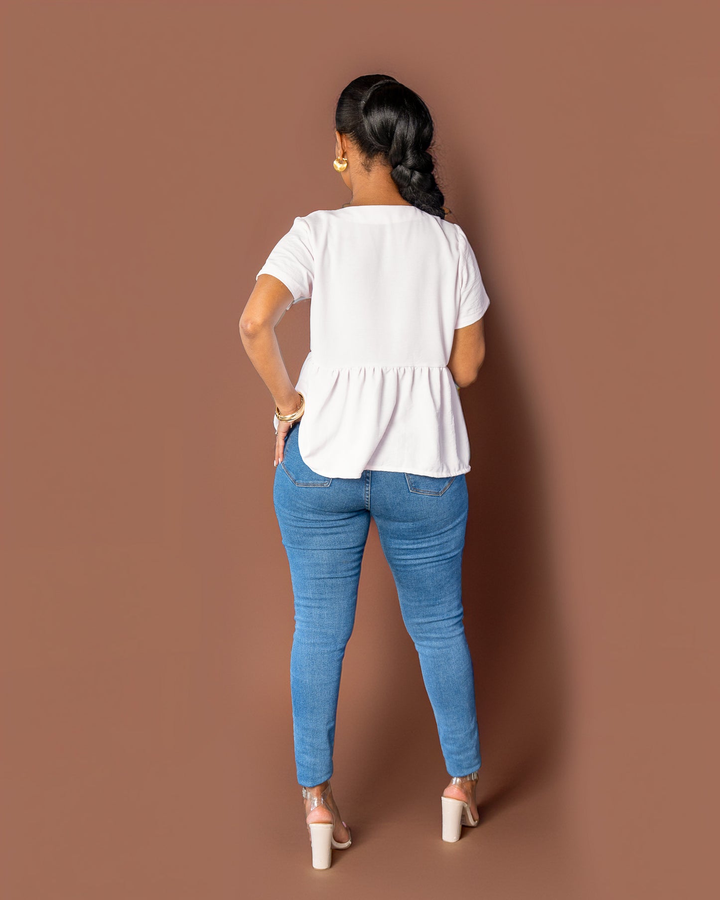 Short Sleeved Tiered Top - Baby Pink
