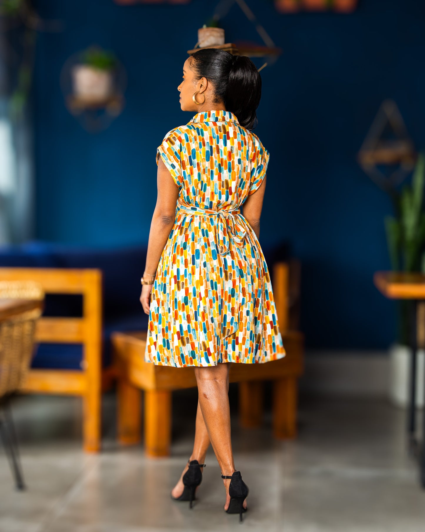 Tie-Back Dress Mini - Painterly Abstract