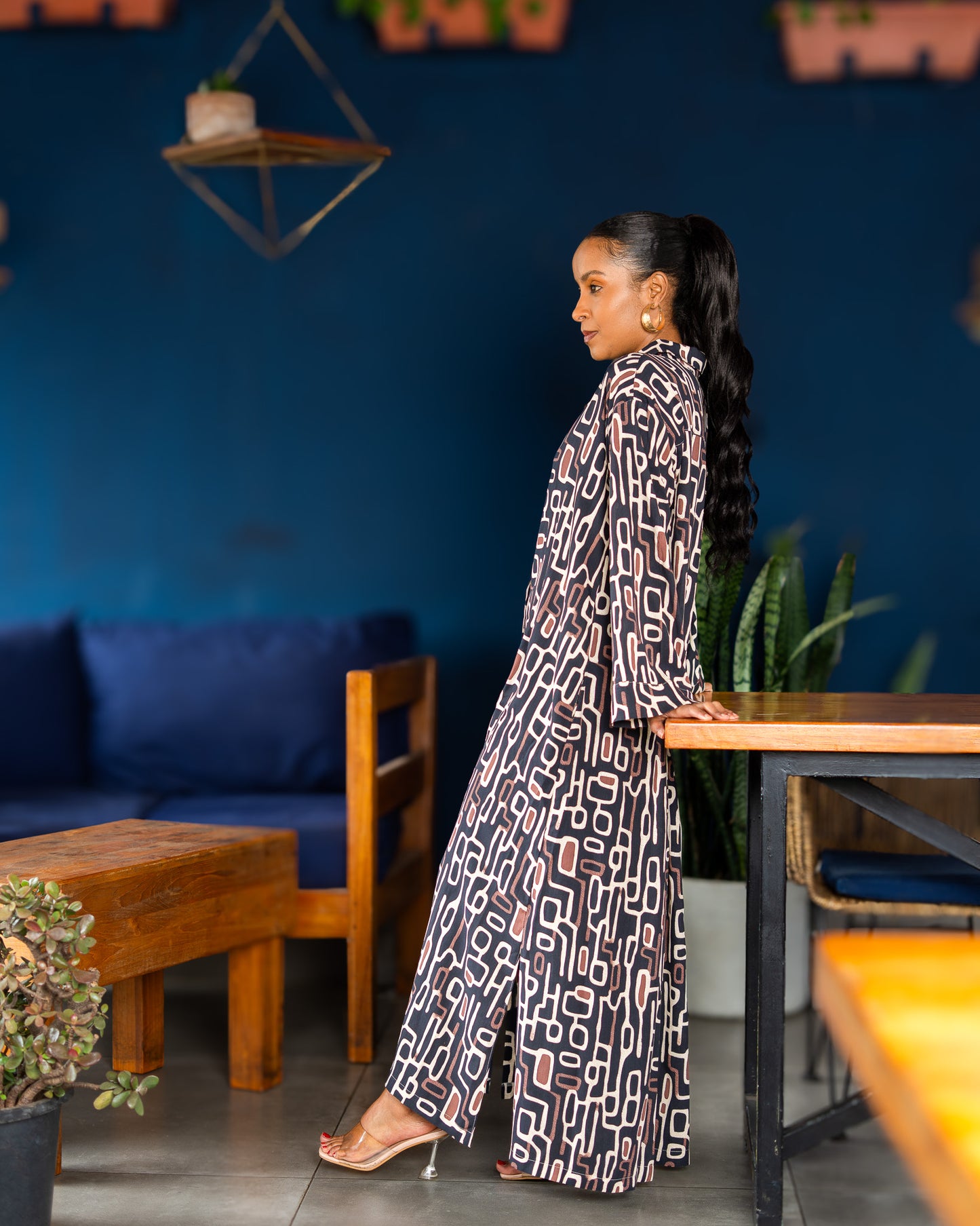 Geometric Print Relaxed Shirt Dress