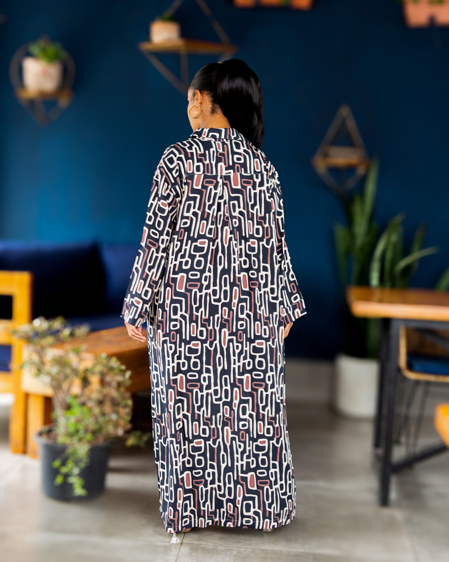 Geometric Print Relaxed Shirt Dress