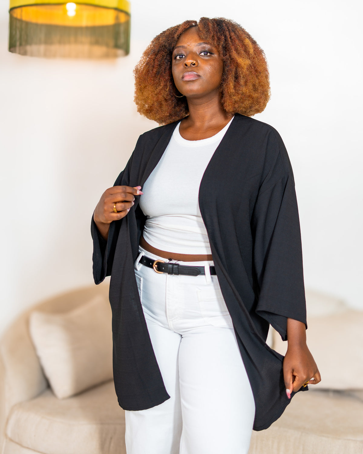 Open Front Kimono - Black