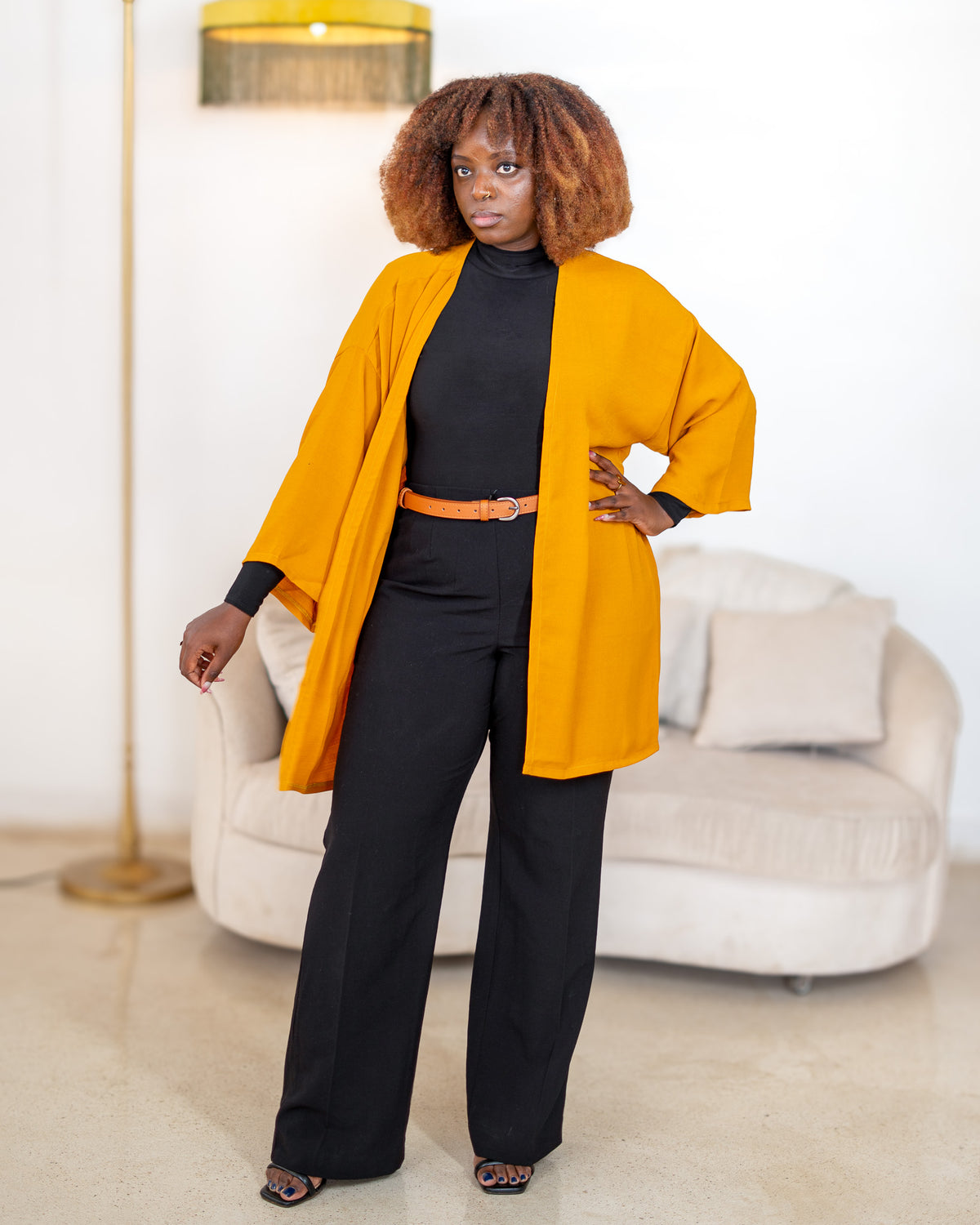 Open Front Kimono - Mustard