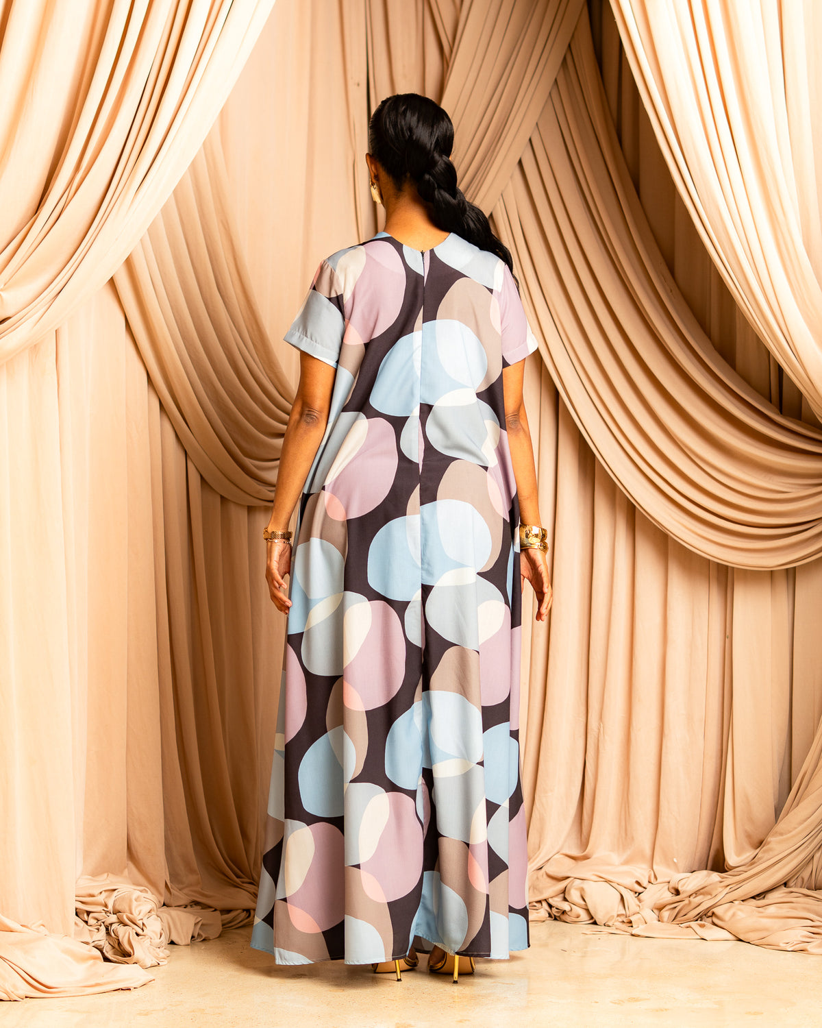 Short sleeve V-Neck Maxi Dress - Twilight Bloom