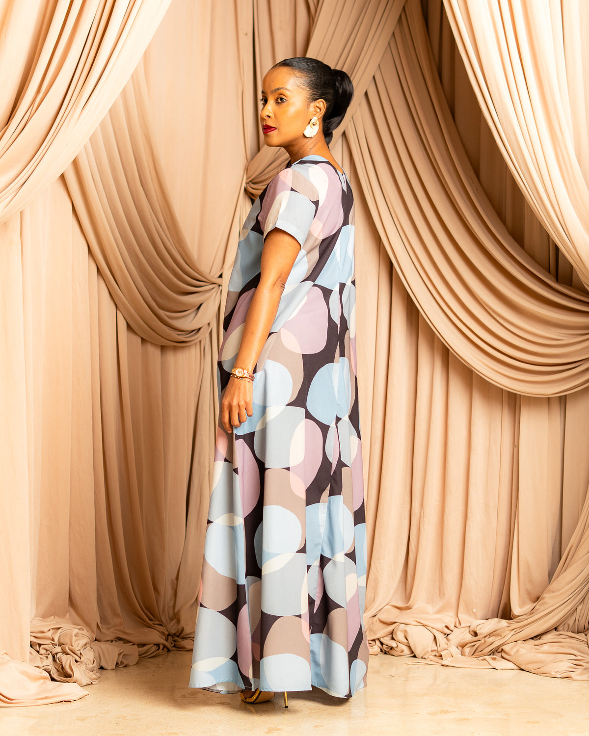 Short sleeve V-Neck Maxi Dress - Twilight Bloom