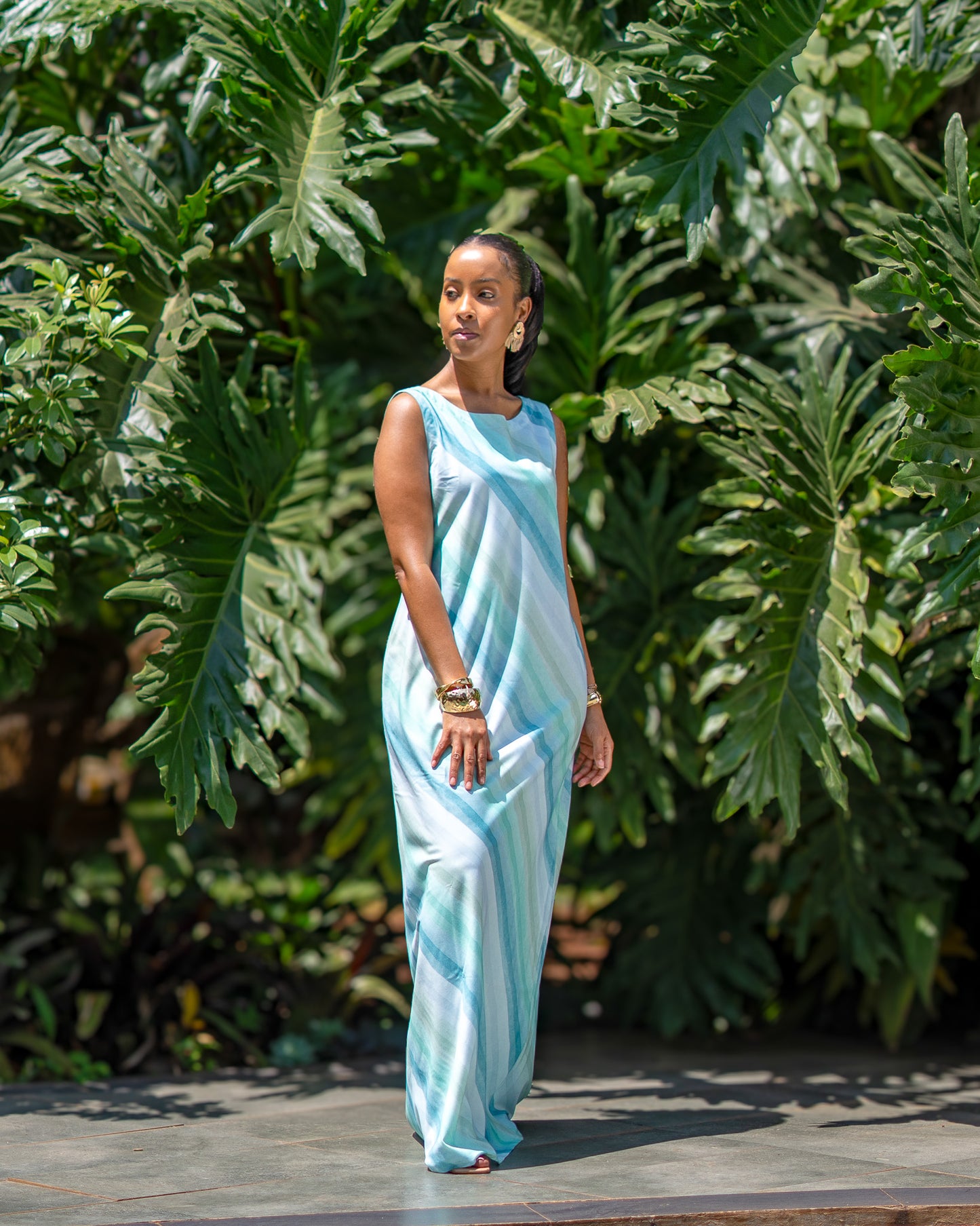 Bias Cut Maxi Dress - Aqua
