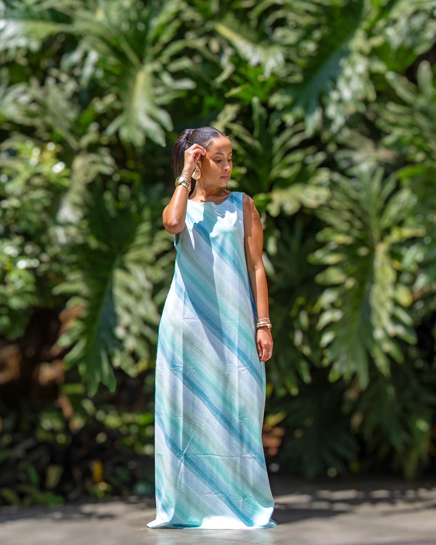 Bias Cut Maxi Dress - Aqua