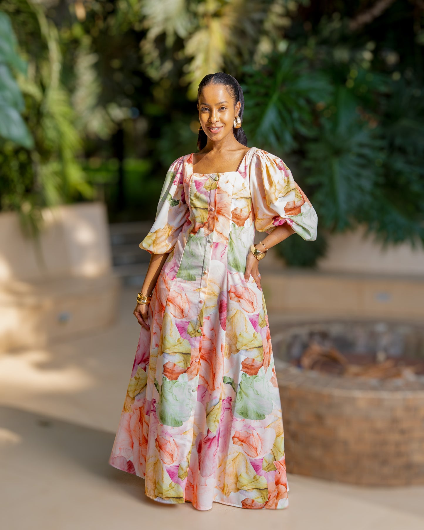 Classic Princess Seam Maxi Dress - Peach