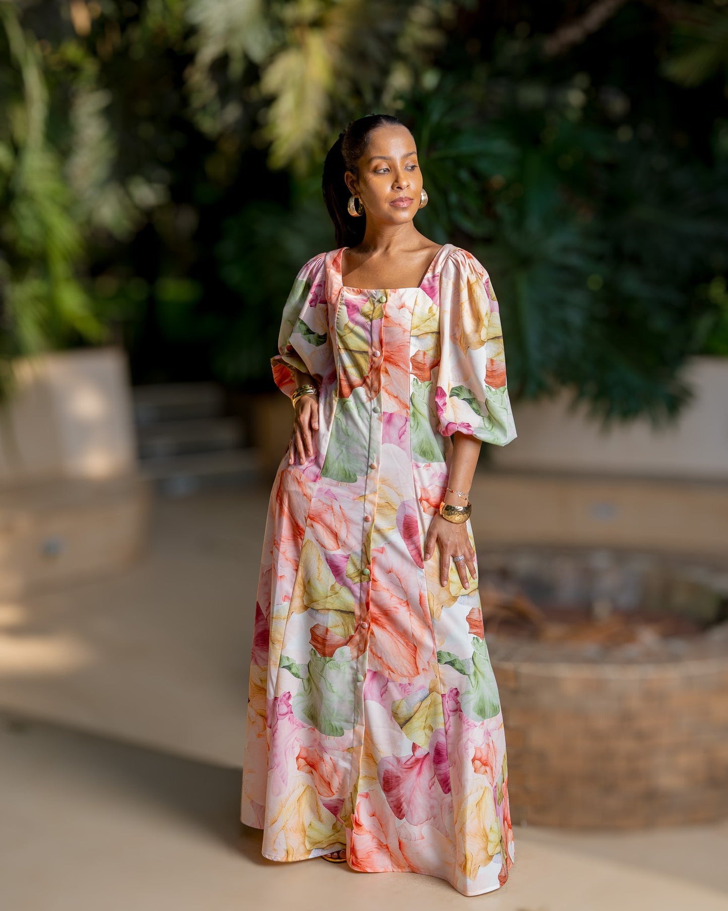 Classic Princess Seam Maxi Dress - Peach