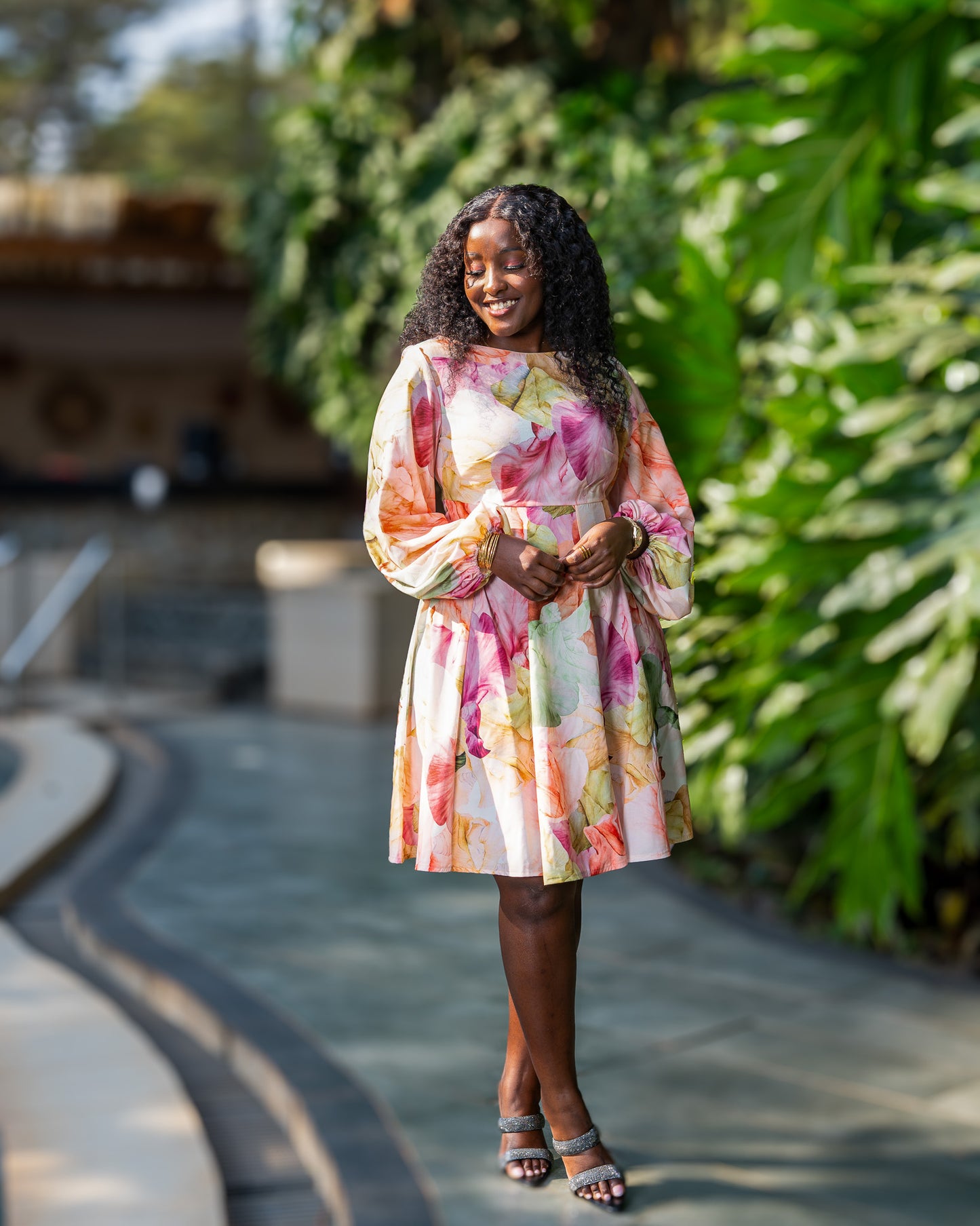 Deep V-Back Mini Dress - Peach Blossom