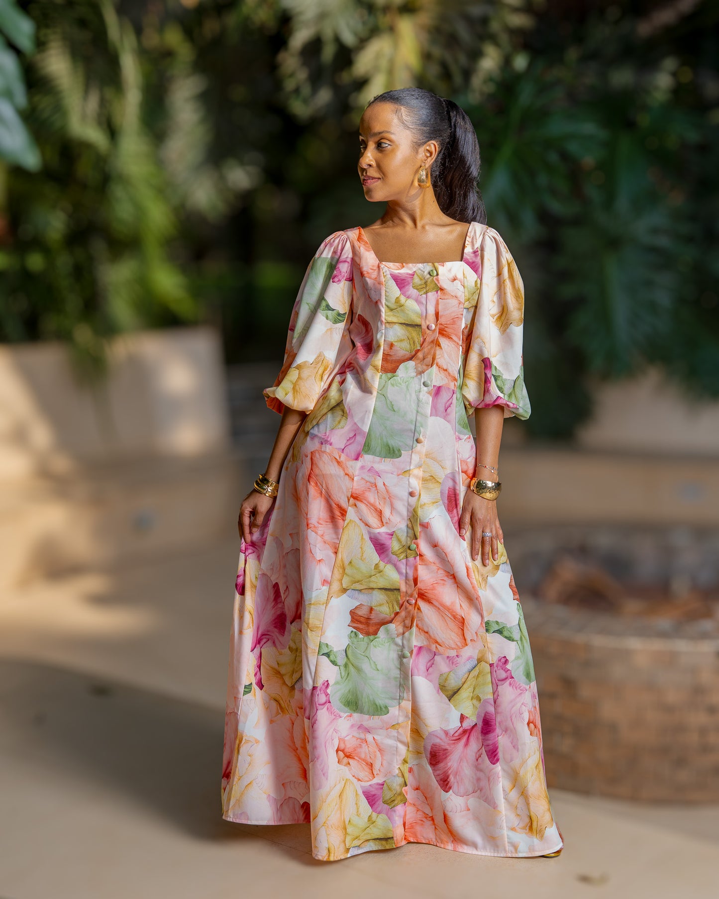 Classic Princess Seam Maxi Dress - Peach