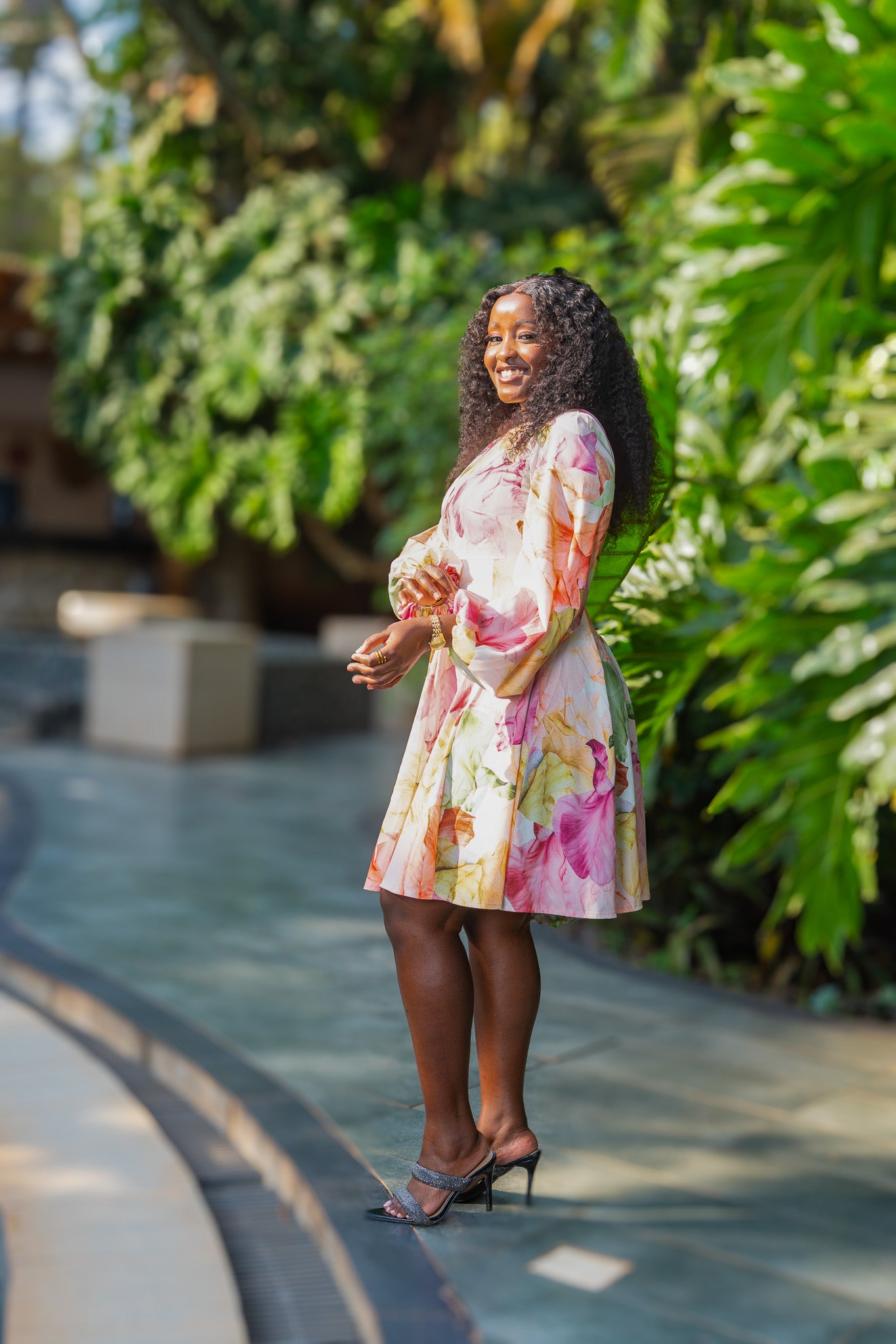 Deep V-Back Mini Dress - Peach Blossom
