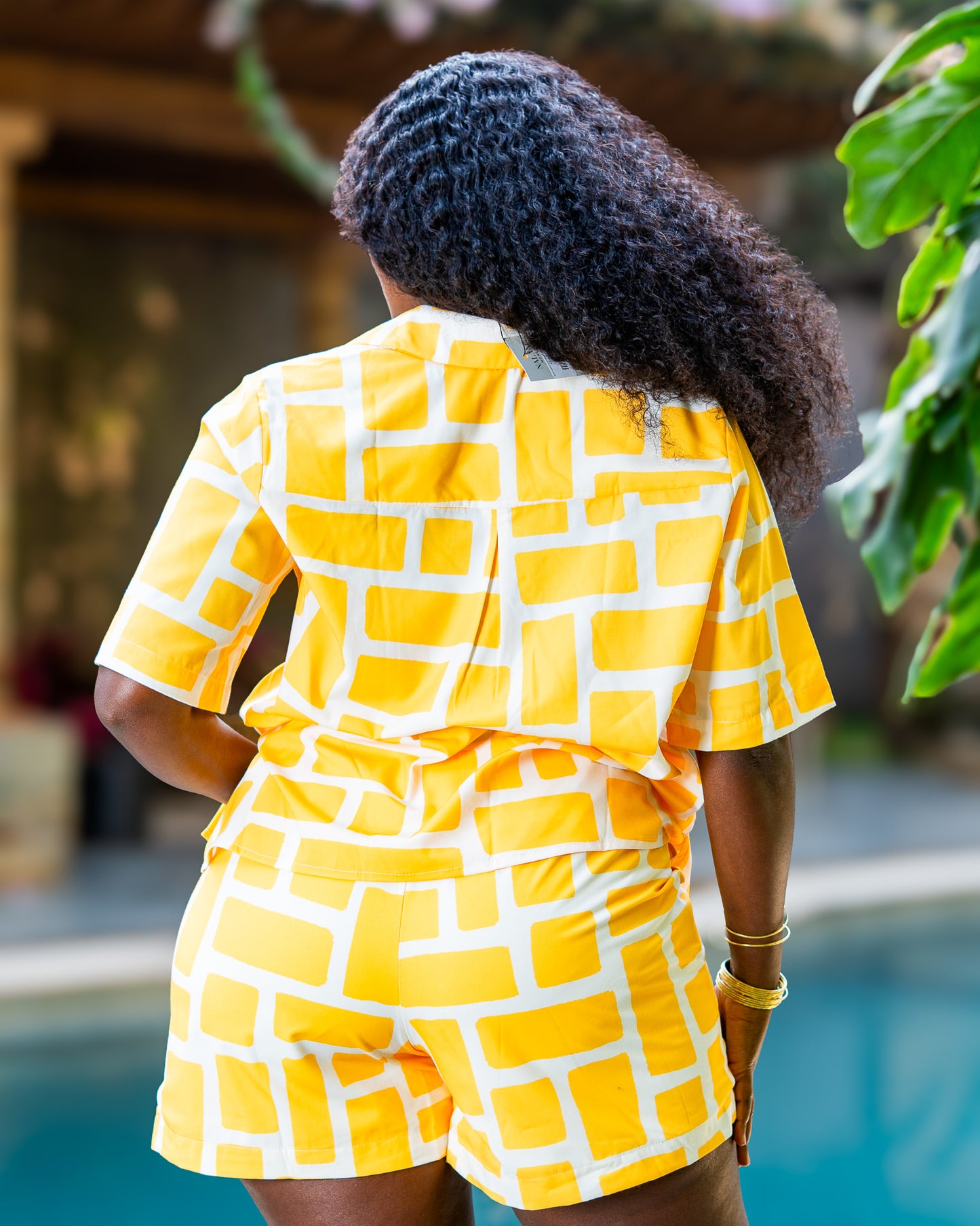 Short Sleeve Shirt & Shorts Set – Yellow Mosaic