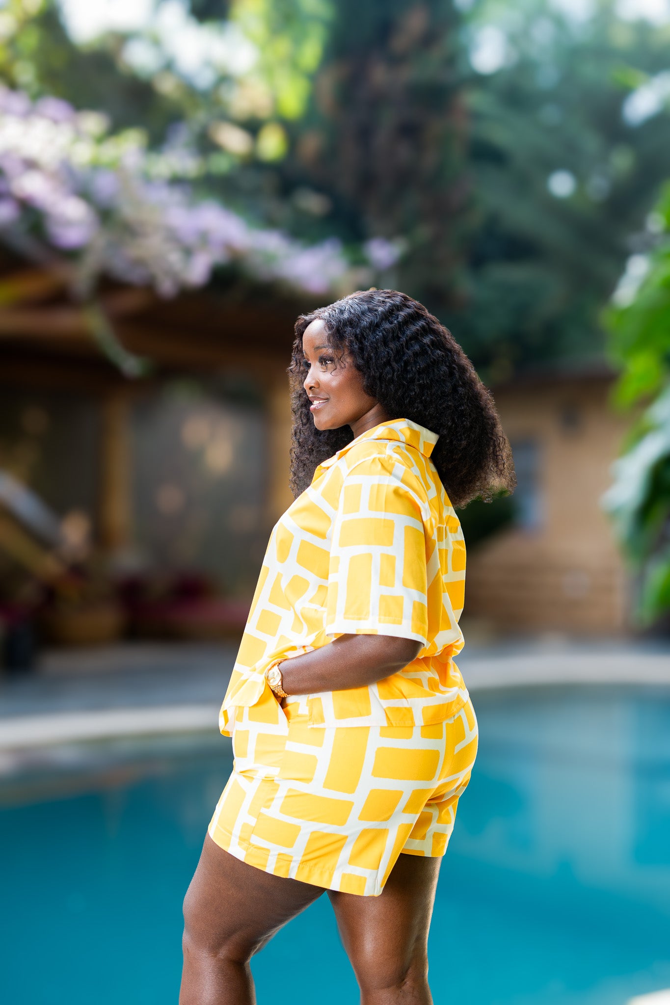 Short Sleeve Shirt & Shorts Set – Yellow Mosaic