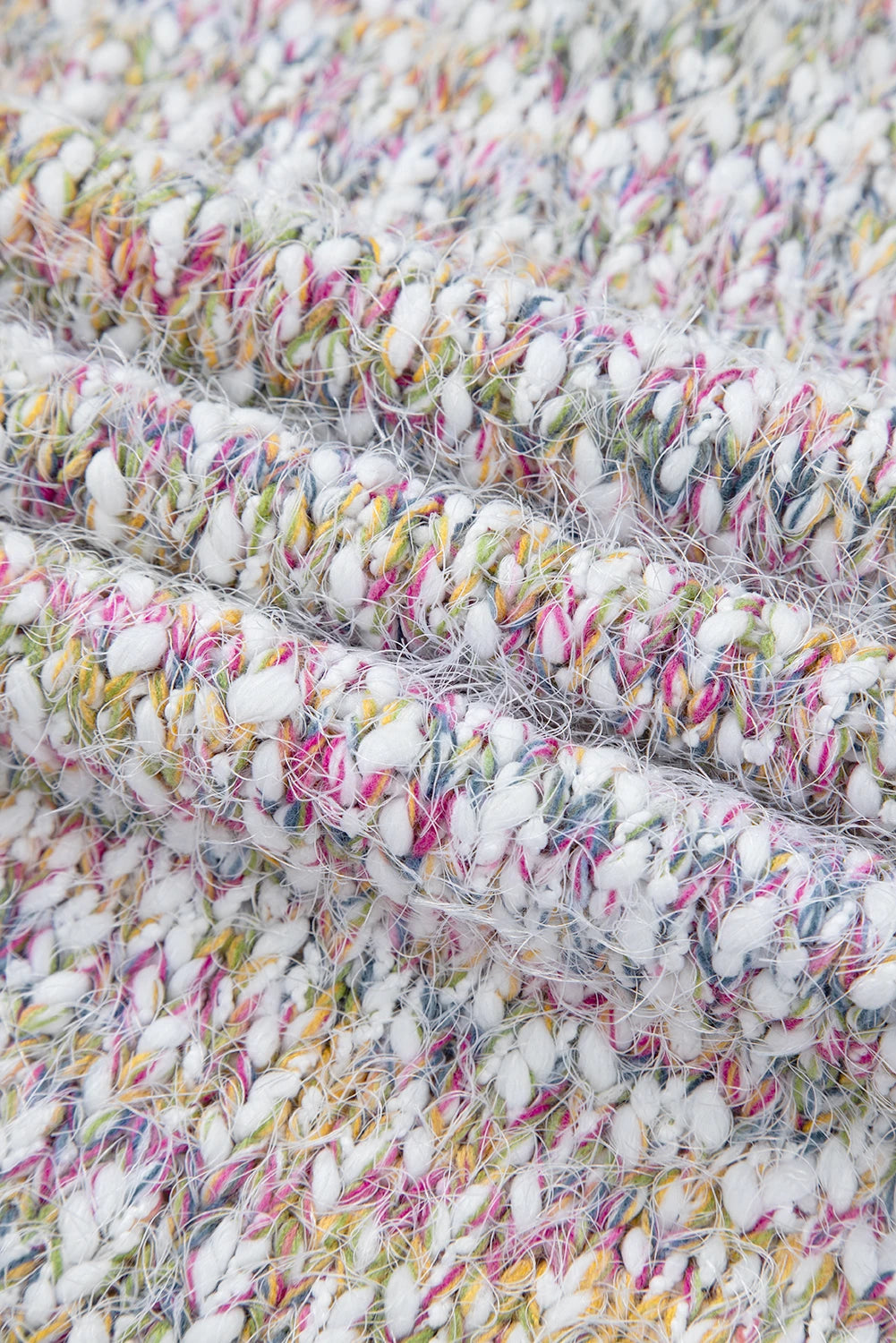 Fuzzy Open Front Knit Cardigan - Butter Yellow Confetti