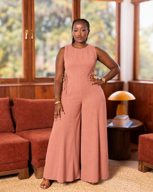 Flowy Side Tie Sleeveless Jumpsuit - Dusty Rose