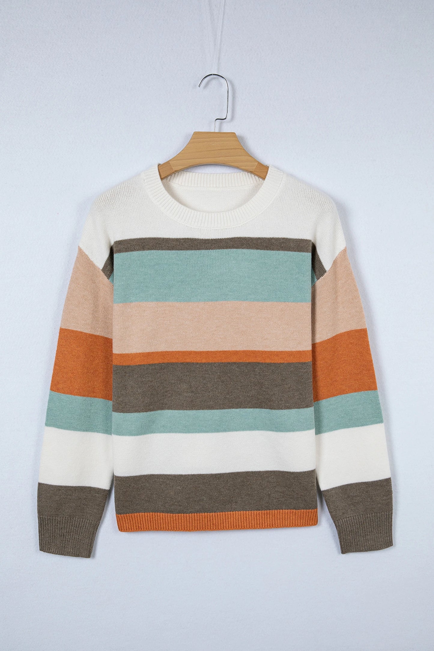 Striped Color Block Knit Drop Shoulder Sweater